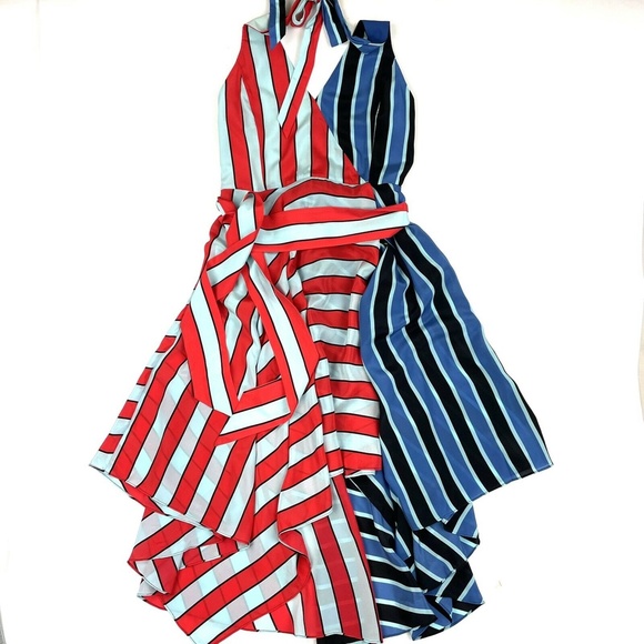 Alice + Olivia Tie Waist Silk Dress 6 - Picture 3 of 6